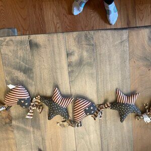 Patriotic American Flag with Star and Hearts Wall / Home Décor 34" long